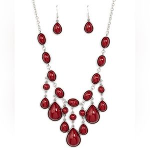 Red Fashion Necklace with Earring